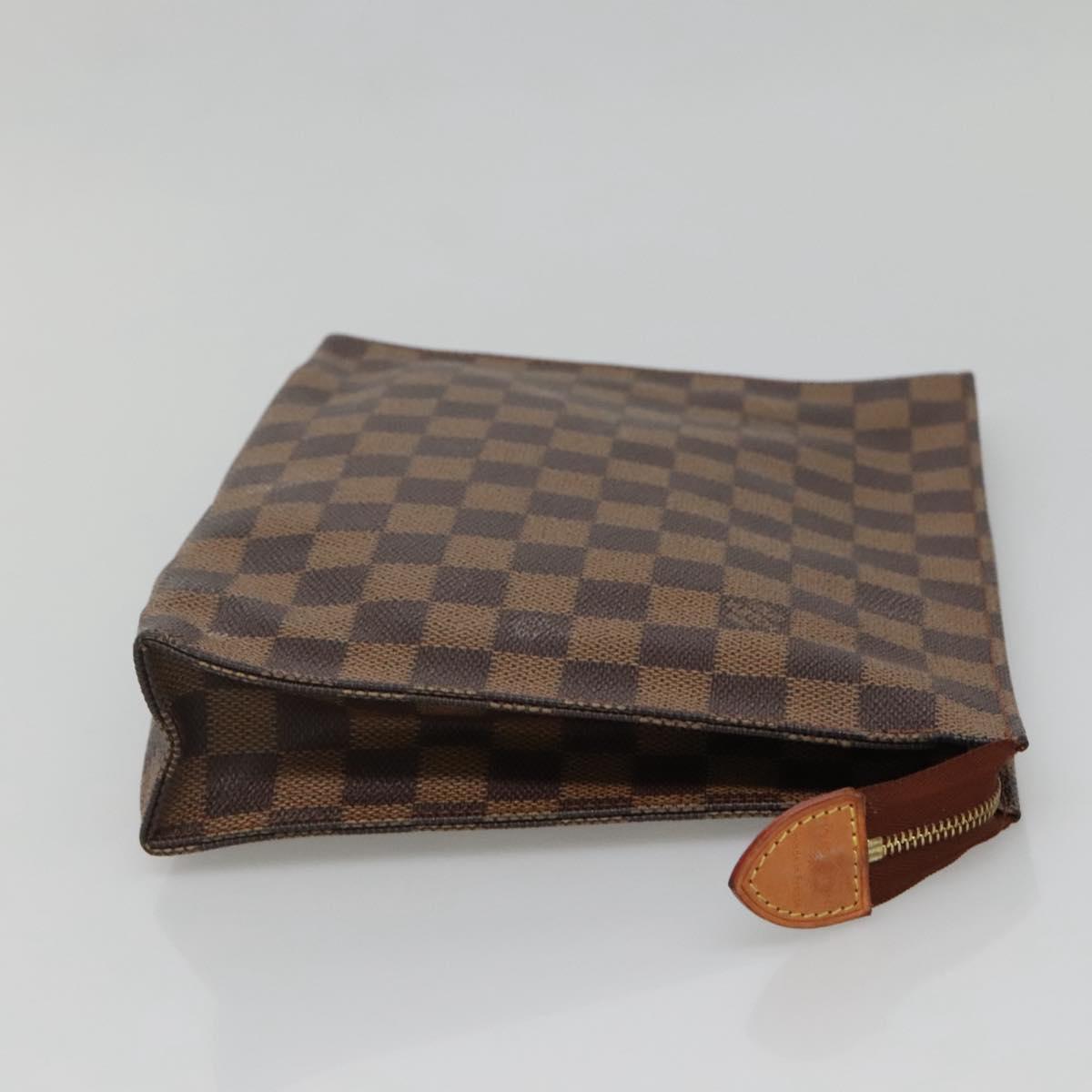 LOUIS VUITTON Damier Ebene Poche Toilette 26 Pouch N47543 LV Auth 142258