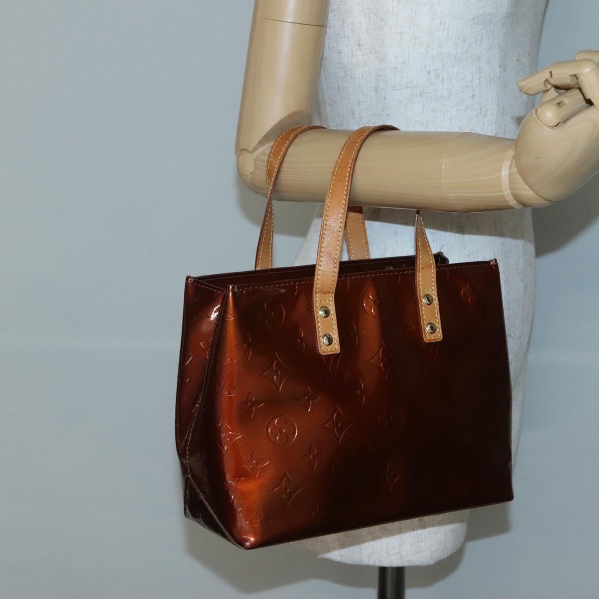 LOUIS VUITTON Monogram Vernis Reade PM Hand Bag Bronze M91146 LV Auth 142262