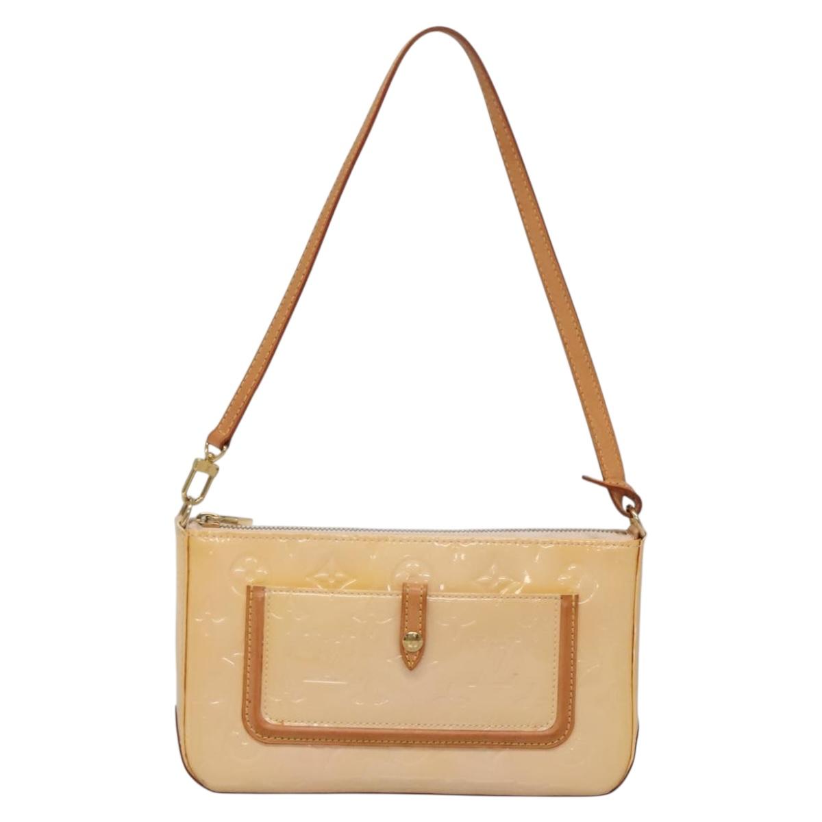 LOUIS VUITTON Vernis Mallory Square Accessory Pouch Pink M91292 LV Auth 142265