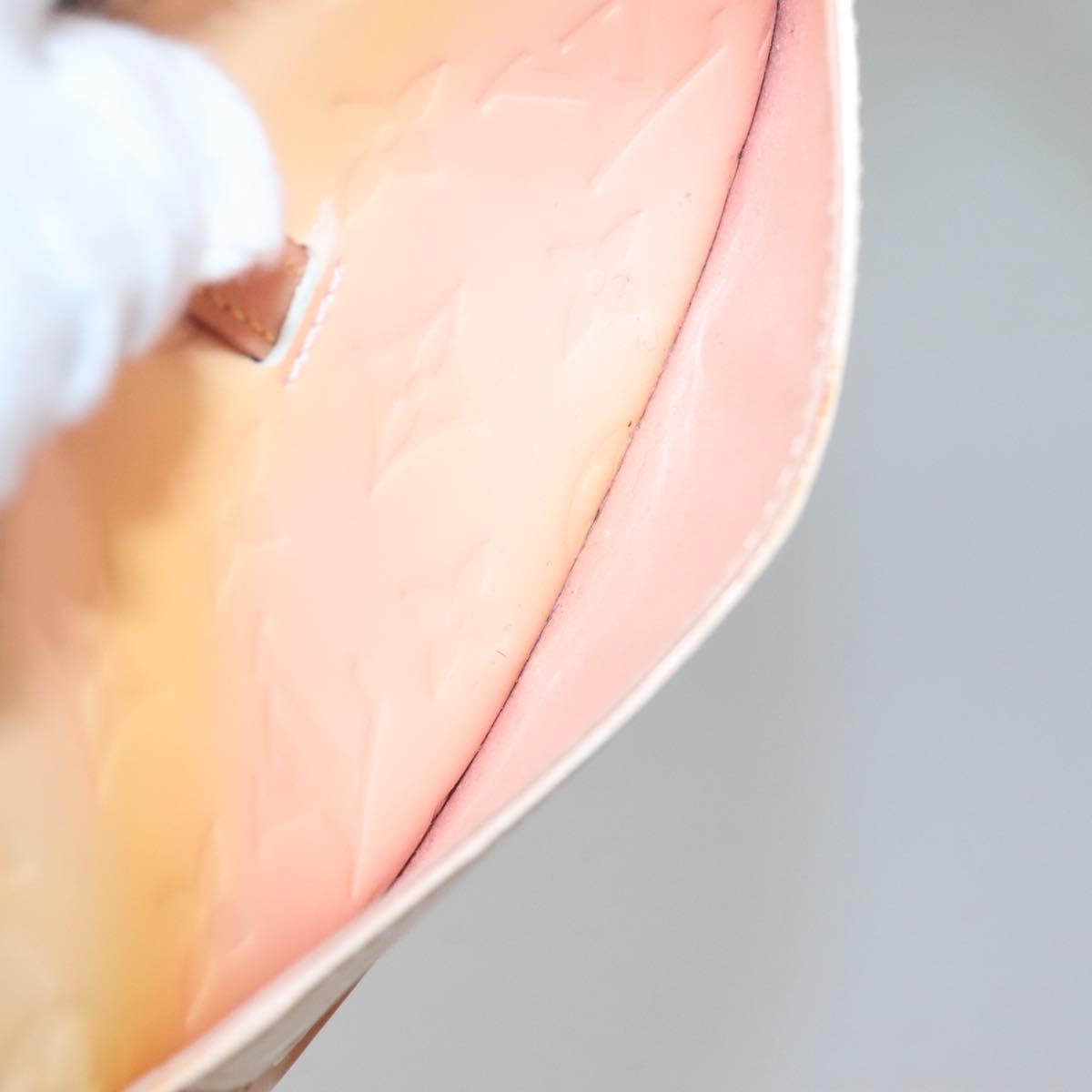 LOUIS VUITTON Vernis Mallory Square Accessory Pouch Pink M91292 LV Auth 142265