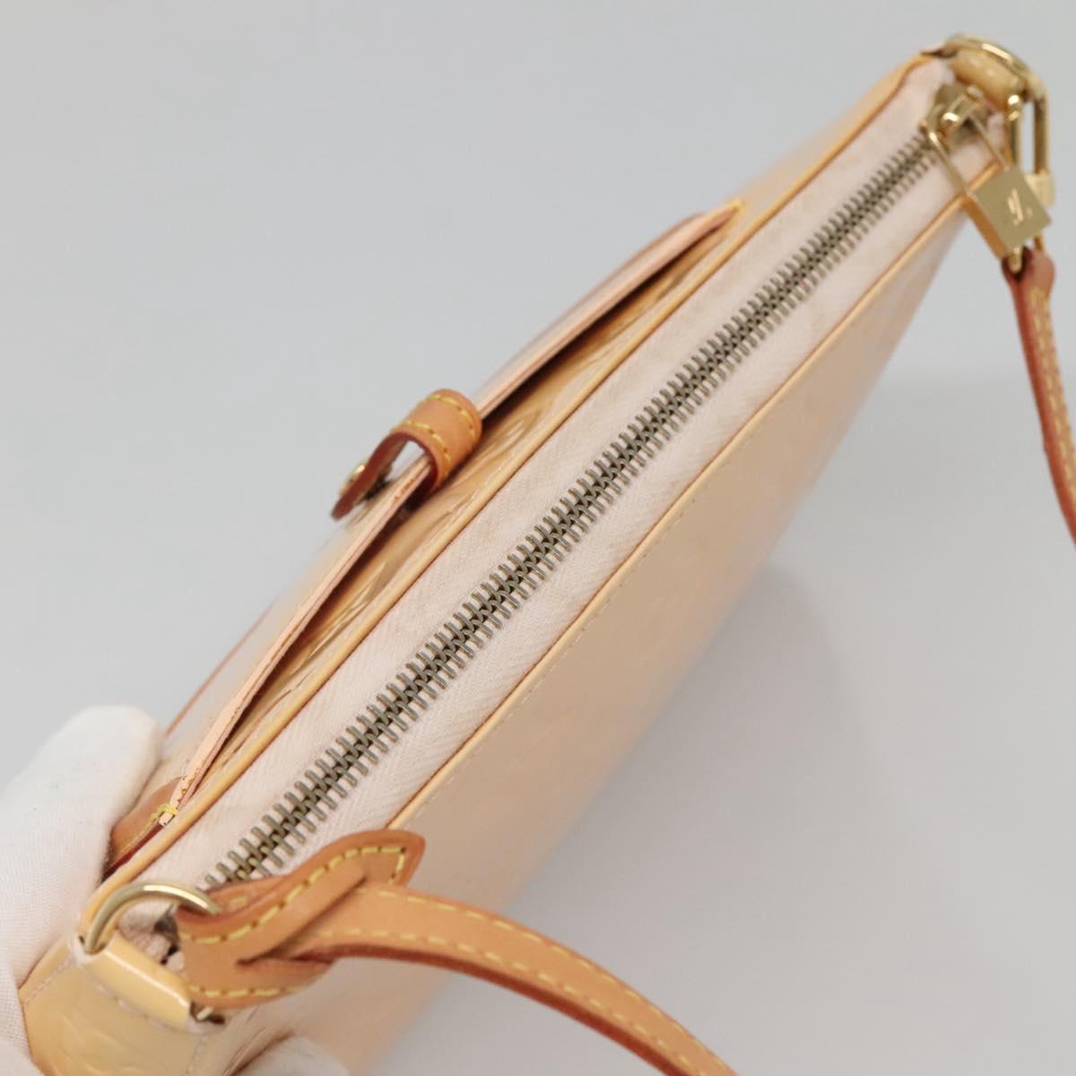 LOUIS VUITTON Vernis Mallory Square Accessory Pouch Pink M91292 LV Auth 142265