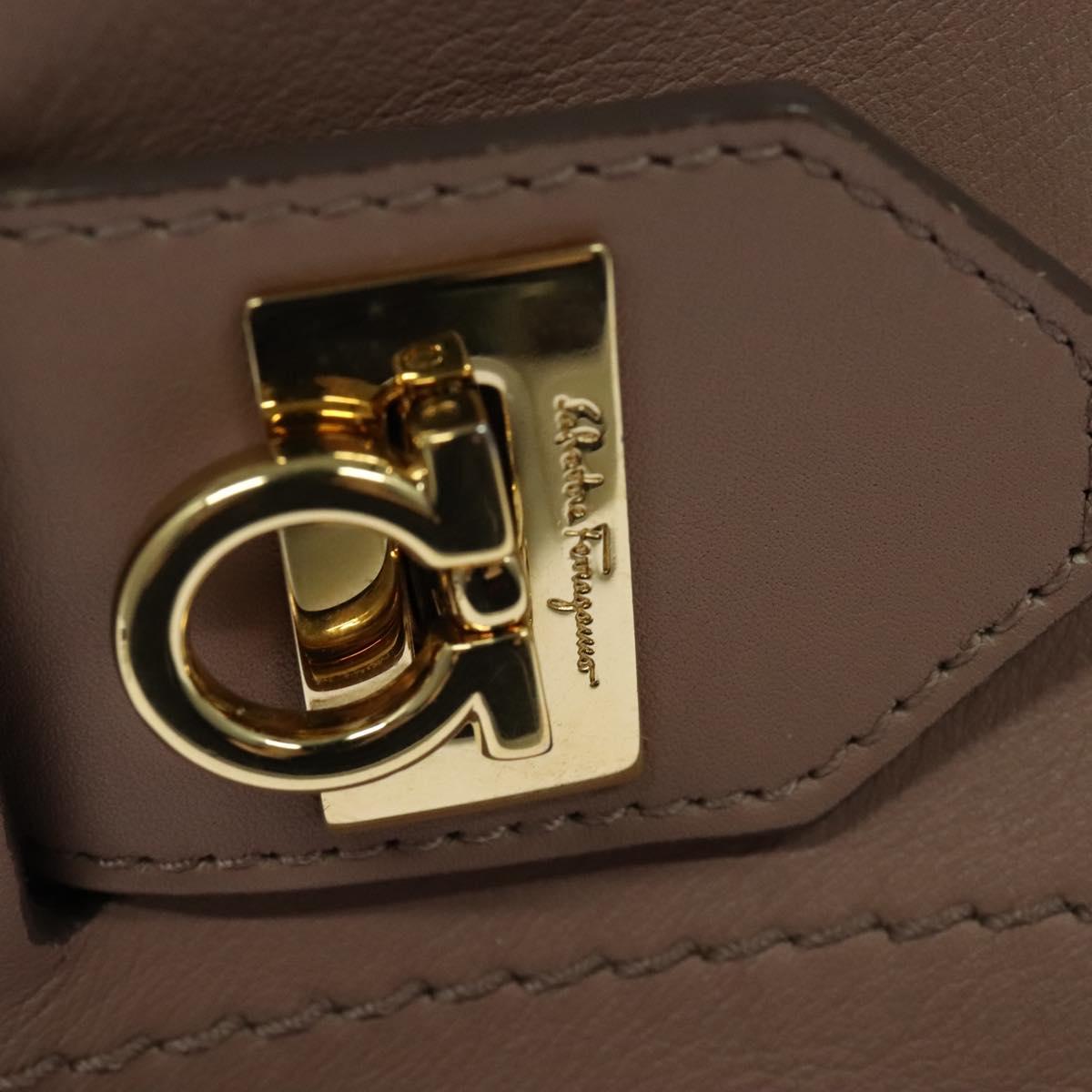 Salvatore Ferragamo Gancini Hand Bag Leather 2way Purple Gold Auth 142267