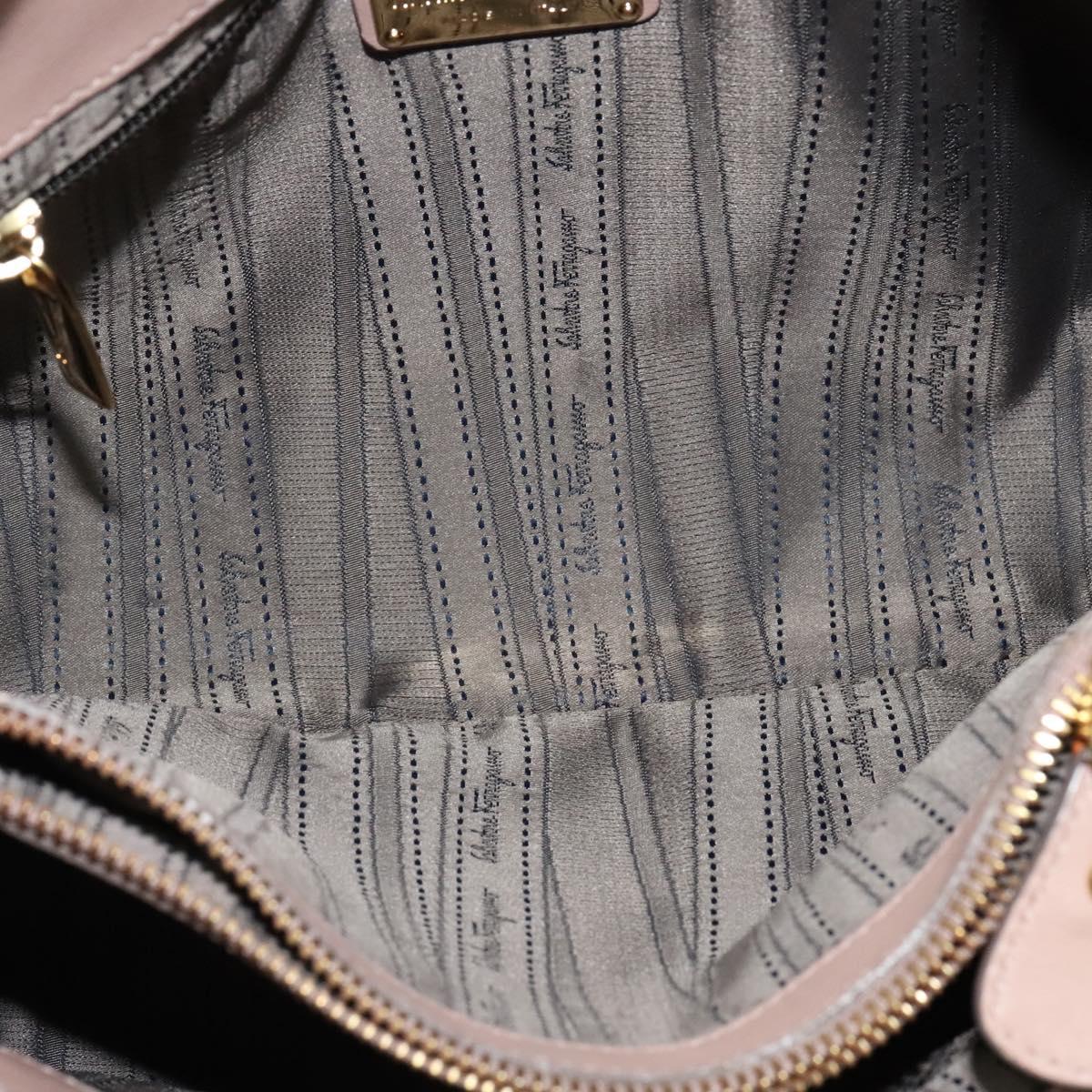 Salvatore Ferragamo Gancini Hand Bag Leather 2way Purple Gold Auth 142267