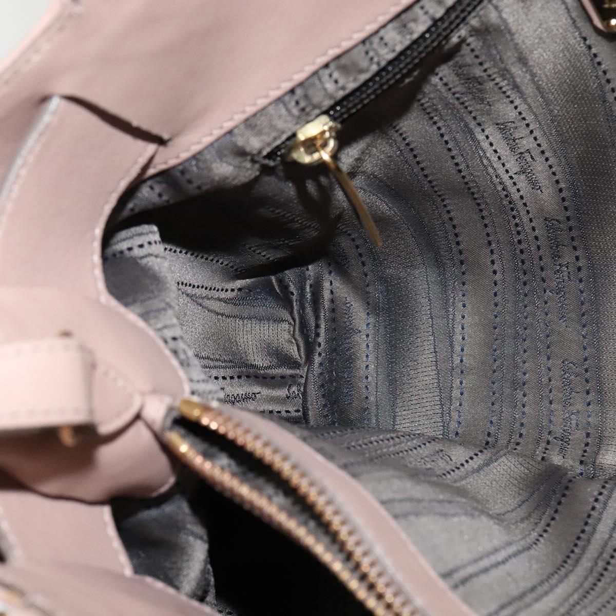 Salvatore Ferragamo Gancini Hand Bag Leather 2way Purple Gold Auth 142267