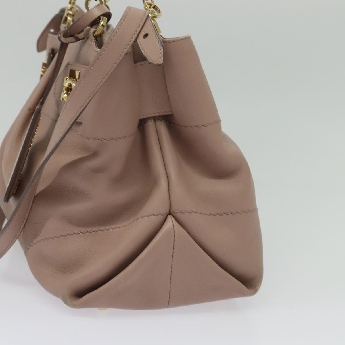 Salvatore Ferragamo Gancini Hand Bag Leather 2way Purple Gold Auth 142267