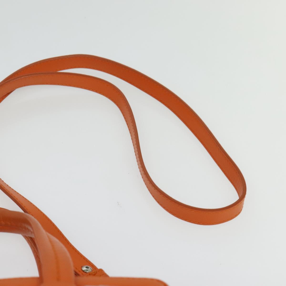 Salvatore Ferragamo Gancini Hand Bag Canvas 2way Orange Silver Auth 142268