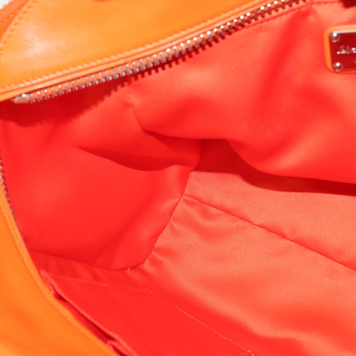 Salvatore Ferragamo Gancini Hand Bag Canvas 2way Orange Silver Auth 142268