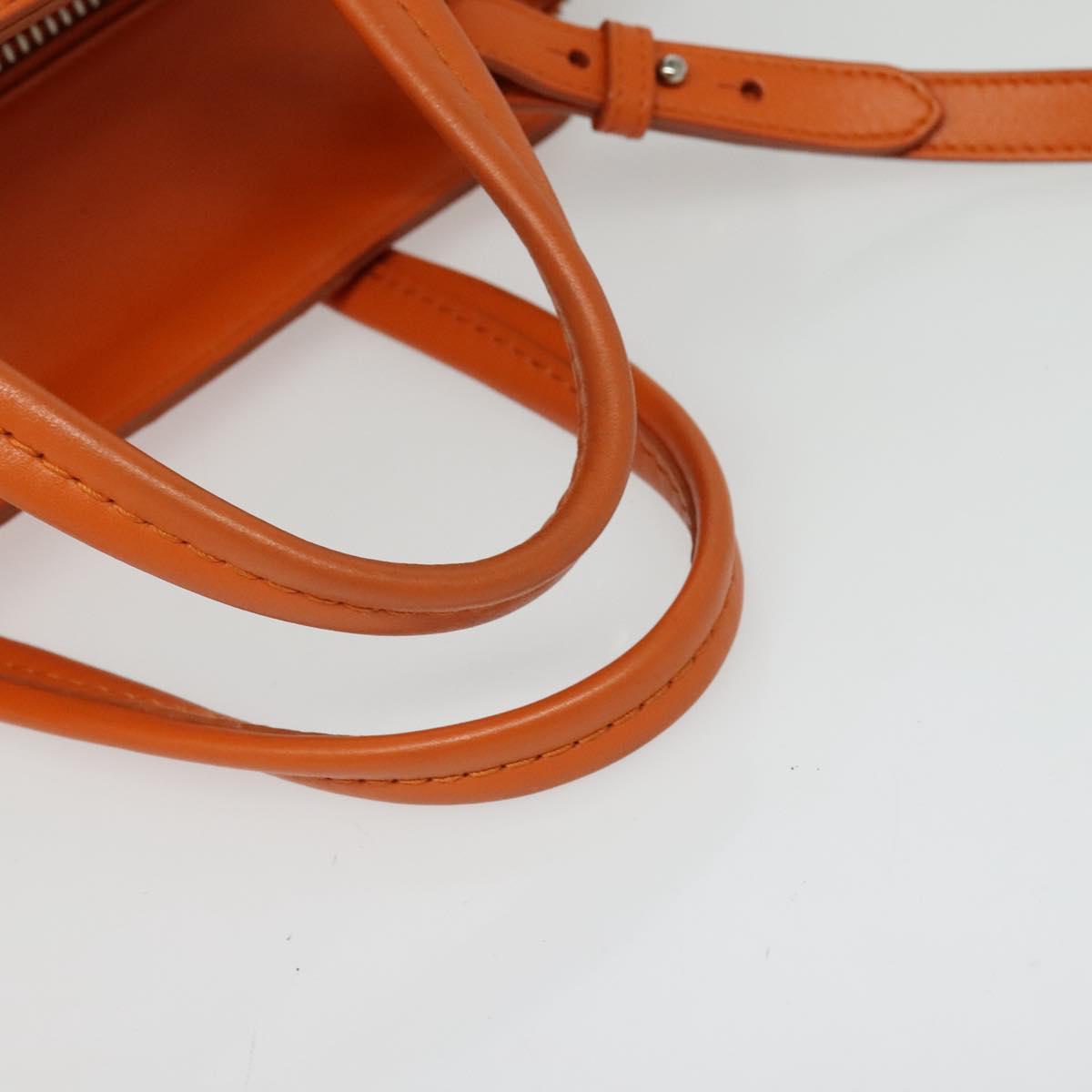 Salvatore Ferragamo Gancini Hand Bag Canvas 2way Orange Silver Auth 142268