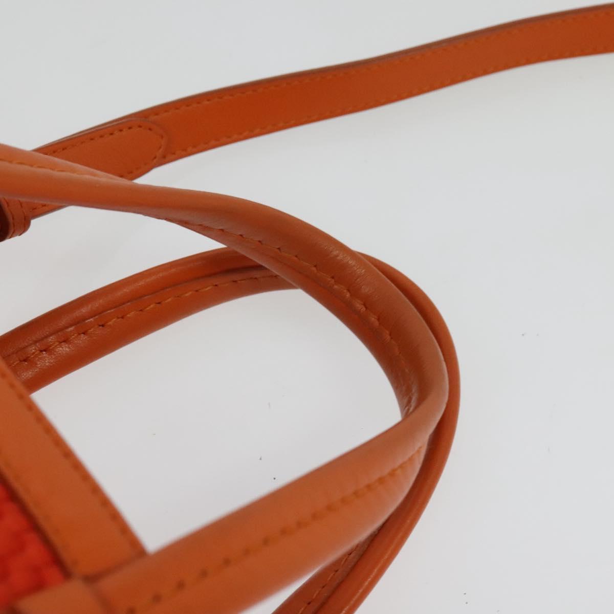 Salvatore Ferragamo Gancini Hand Bag Canvas 2way Orange Silver Auth 142268