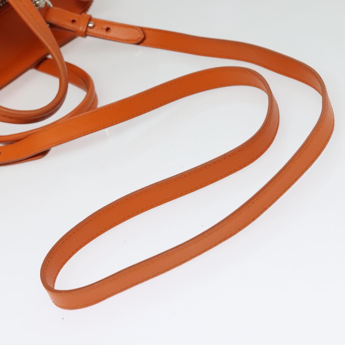 Salvatore Ferragamo Gancini Hand Bag Canvas 2way Orange Silver Auth 142268