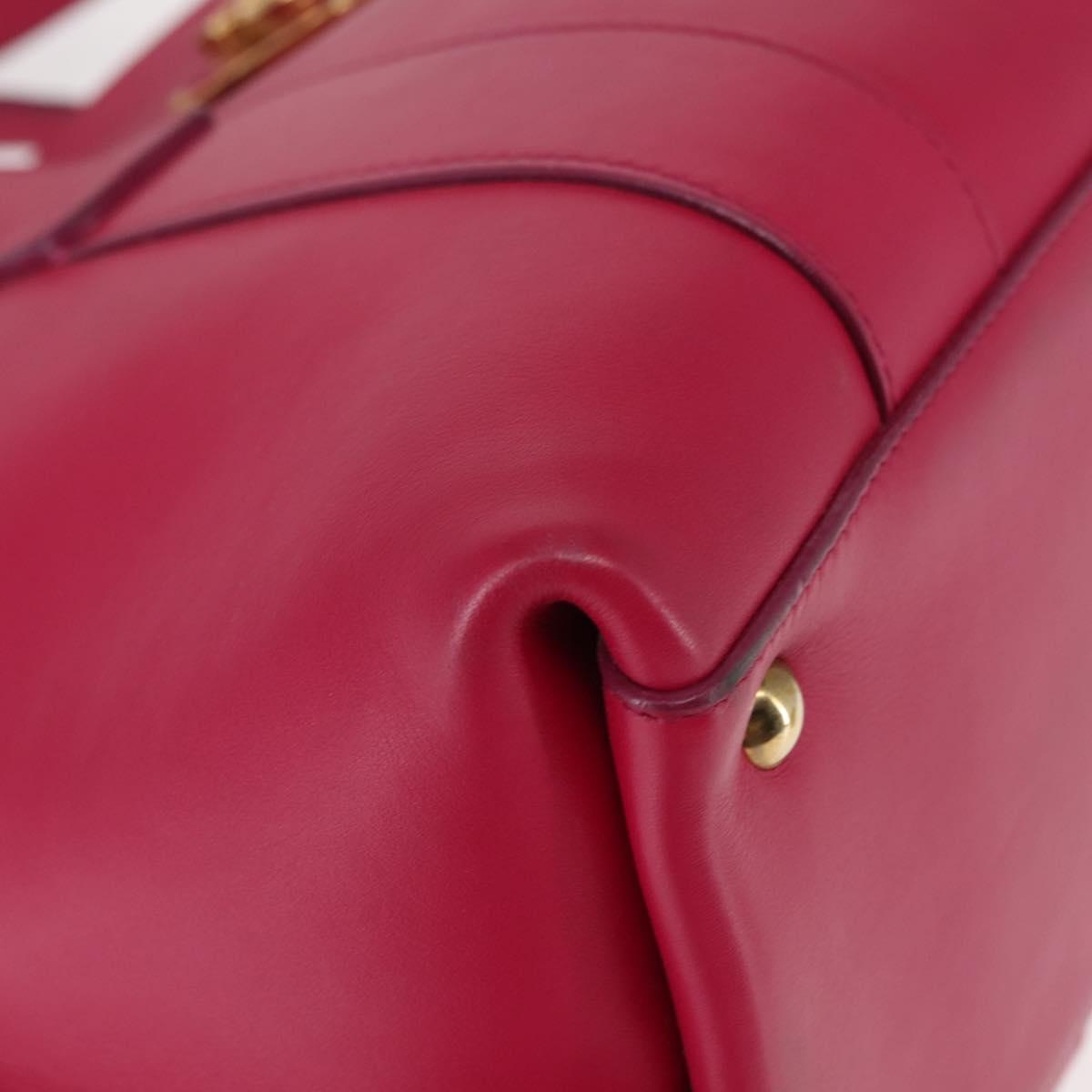 Salvatore Ferragamo Gancini Hand Bag Leather Pink Gold Auth 142269