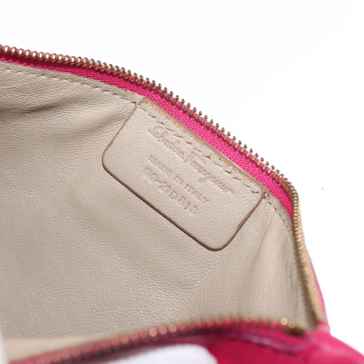 Salvatore Ferragamo Gancini Hand Bag Leather Pink Gold Auth 142269