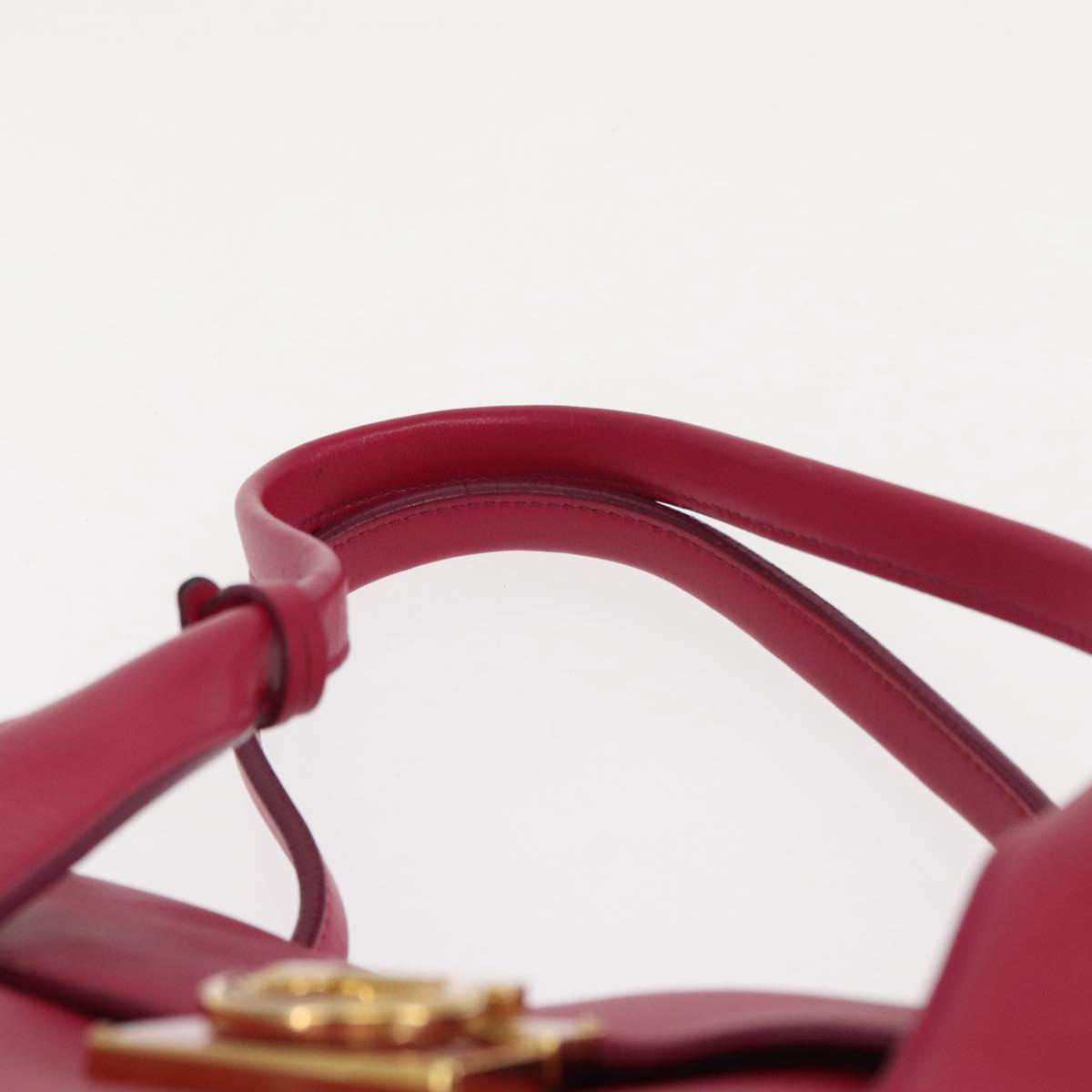 Salvatore Ferragamo Gancini Hand Bag Leather Pink Gold Auth 142269