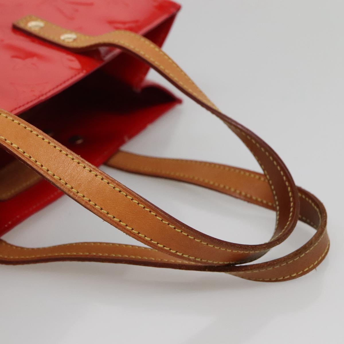 LOUIS VUITTON Monogram Vernis Reade MM Hand Bag Red Rouge M91086 LV Auth 142275