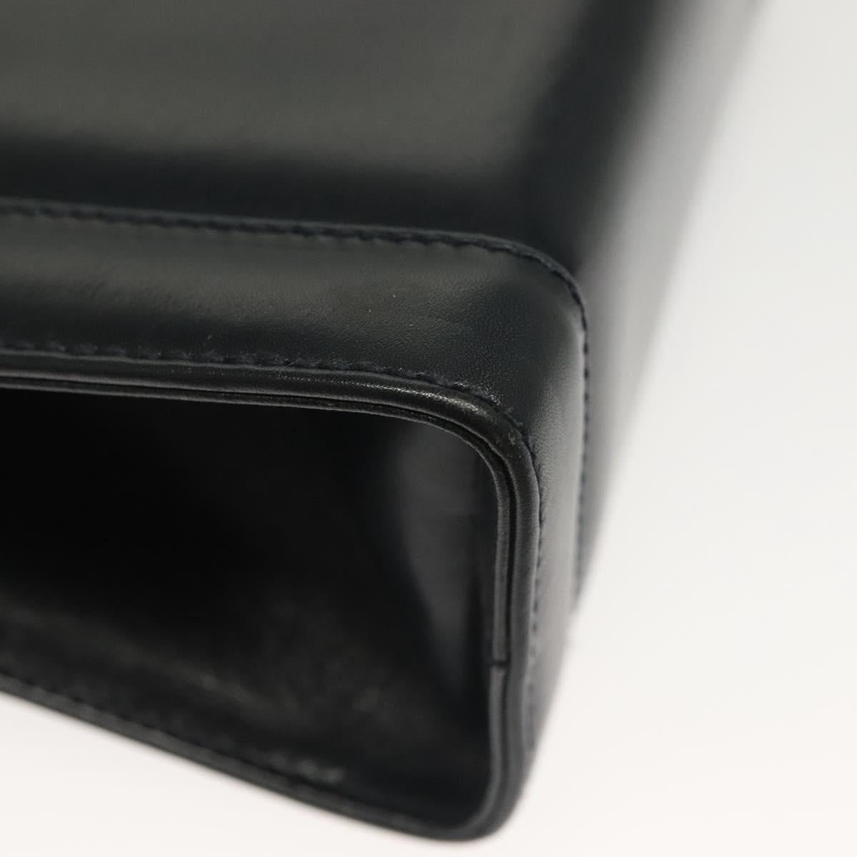 Salvatore Ferragamo Gancini Hand Bag Leather Navy Gold Auth 142283