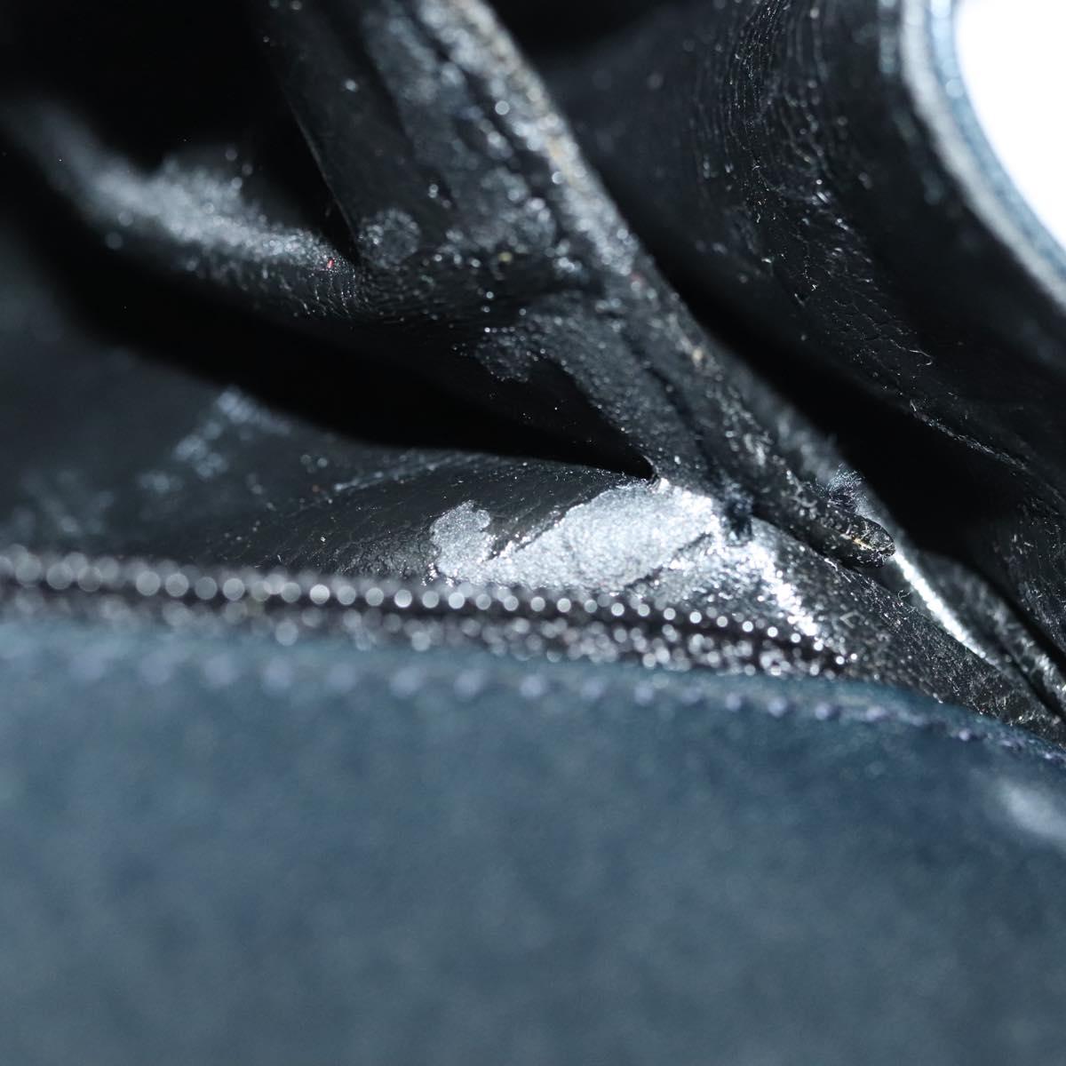 Salvatore Ferragamo Gancini Hand Bag Leather Navy Gold Auth 142283