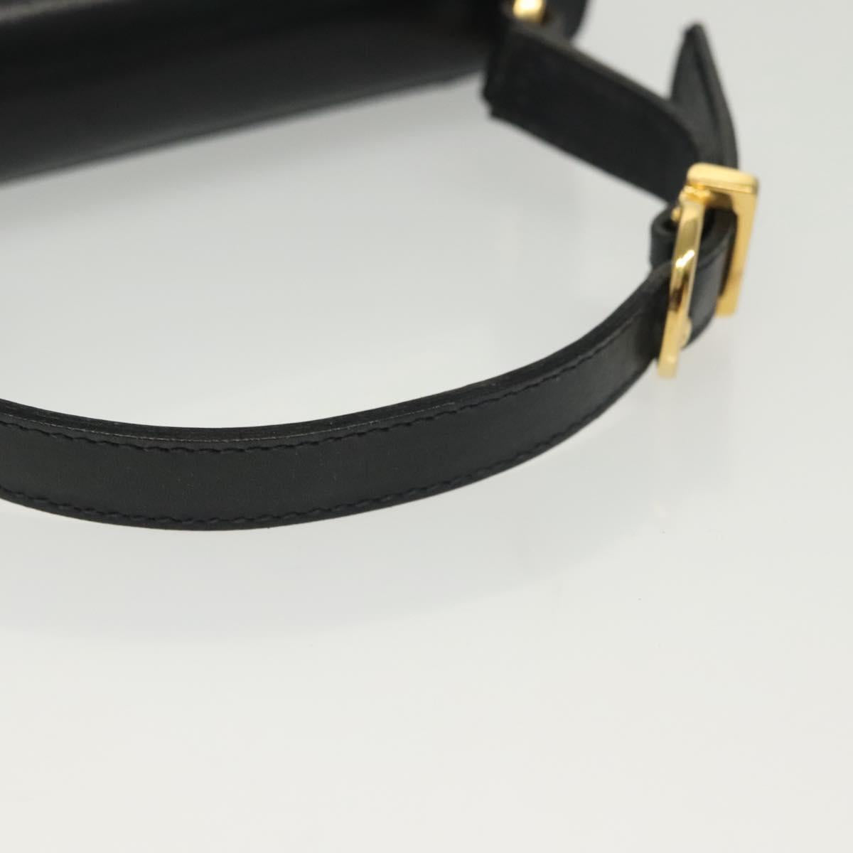 Salvatore Ferragamo Gancini Hand Bag Leather Navy Gold Auth 142283