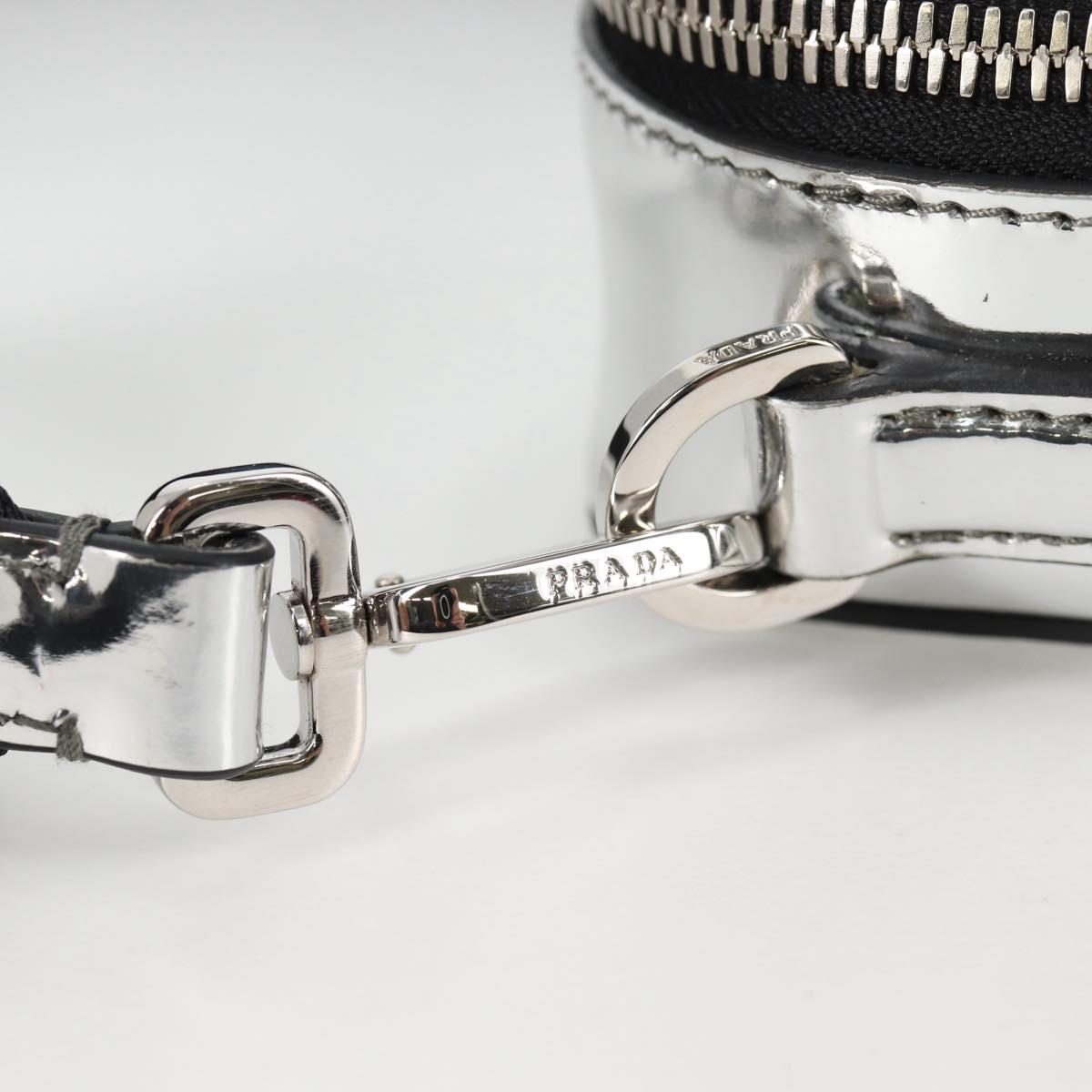 PRADA Shoulder Bag Leather Silver 2VH070 Auth 142285M