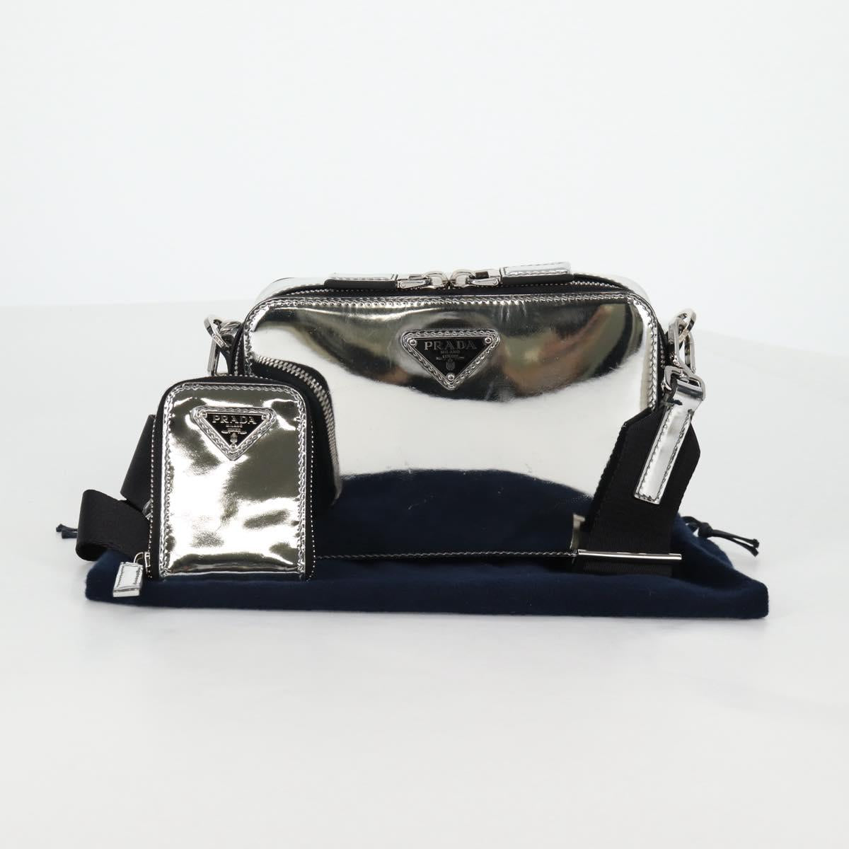 PRADA Shoulder Bag Leather Silver 2VH070 Auth 142285M