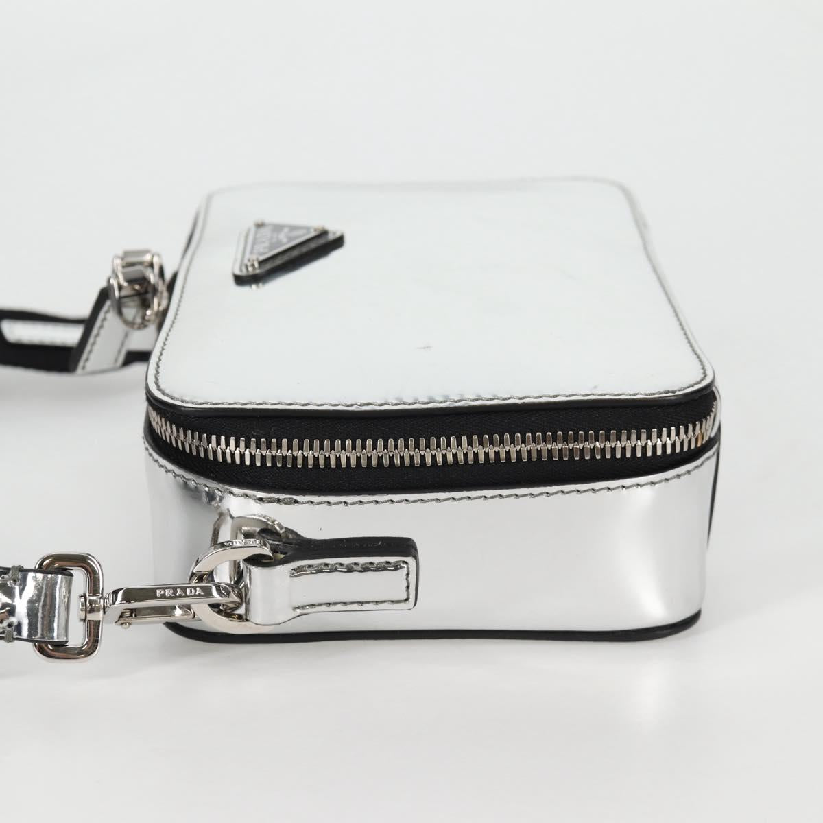 PRADA Shoulder Bag Leather Silver 2VH070 Auth 142285M