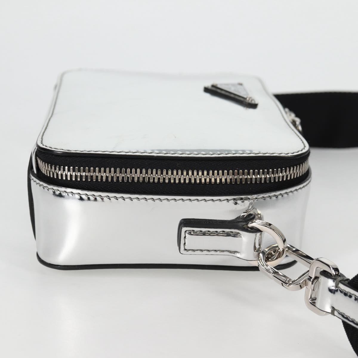 PRADA Shoulder Bag Leather Silver 2VH070 Auth 142285M