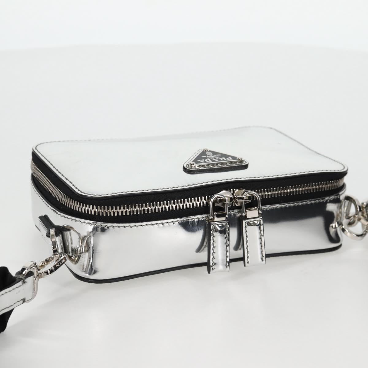 PRADA Shoulder Bag Leather Silver 2VH070 Auth 142285M