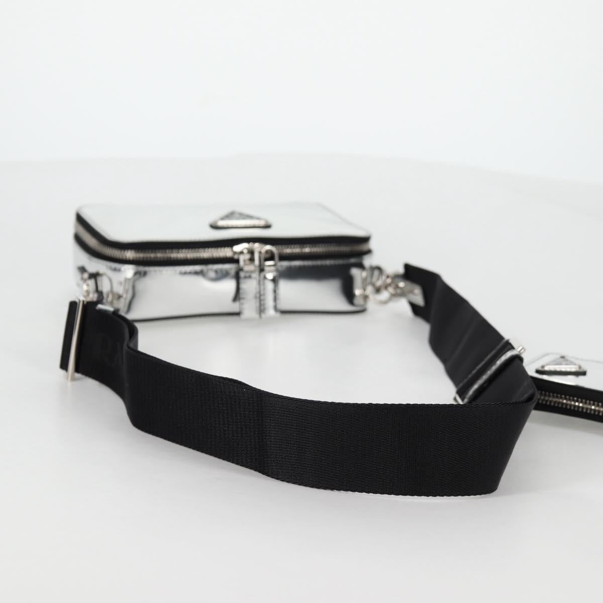 PRADA Shoulder Bag Leather Silver 2VH070 Auth 142285M