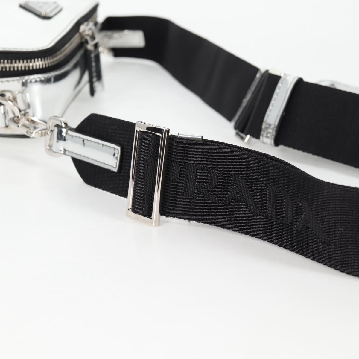 PRADA Shoulder Bag Leather Silver 2VH070 Auth 142285M