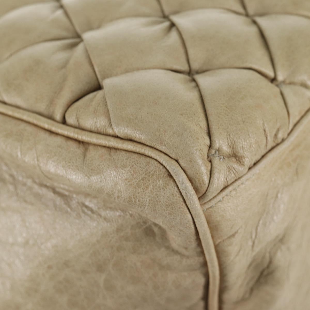 BALENCIAGA The Matelasse Hand Bag Leather Beige Silver 168031 Auth 142293V