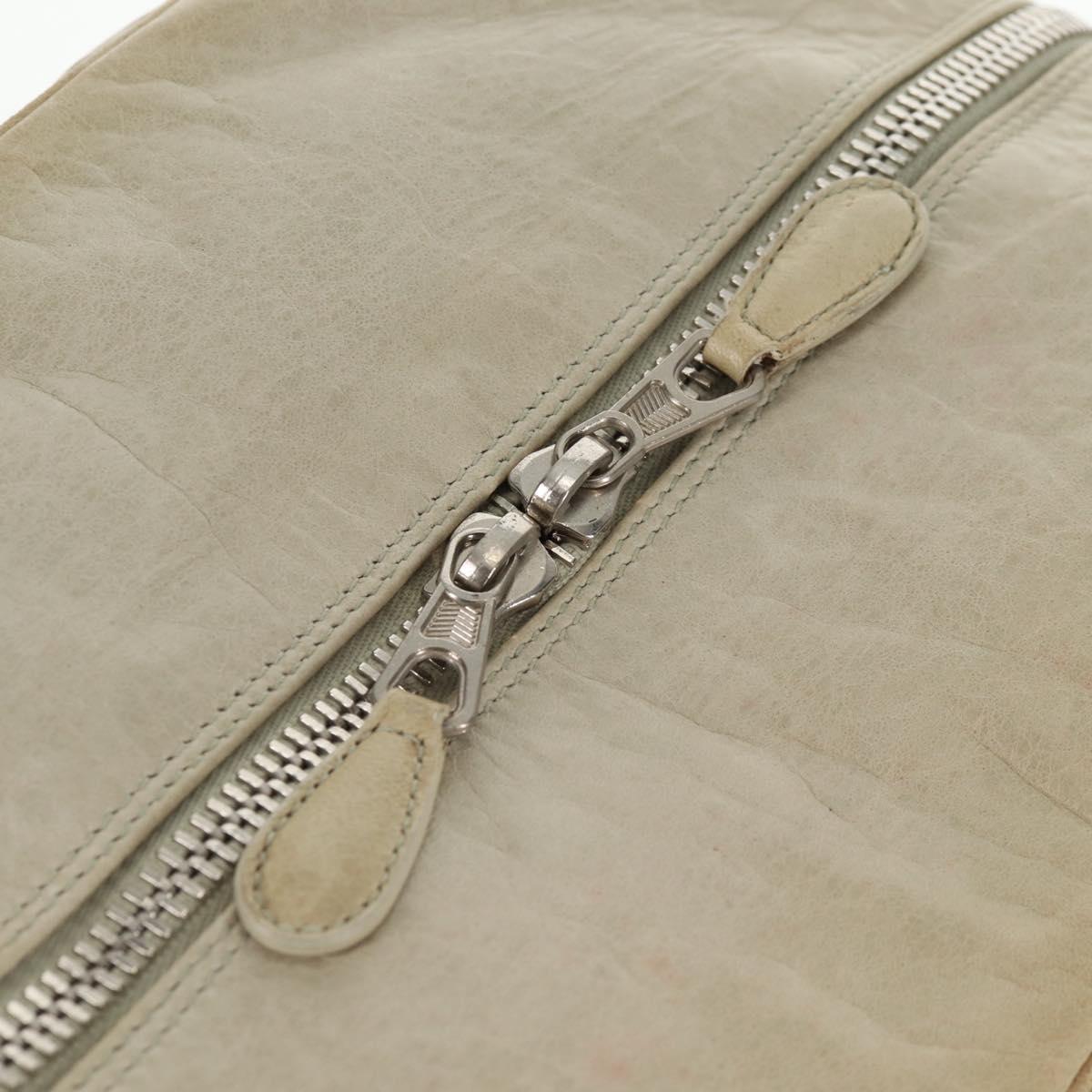 BALENCIAGA The Matelasse Hand Bag Leather Beige Silver 168031 Auth 142293V