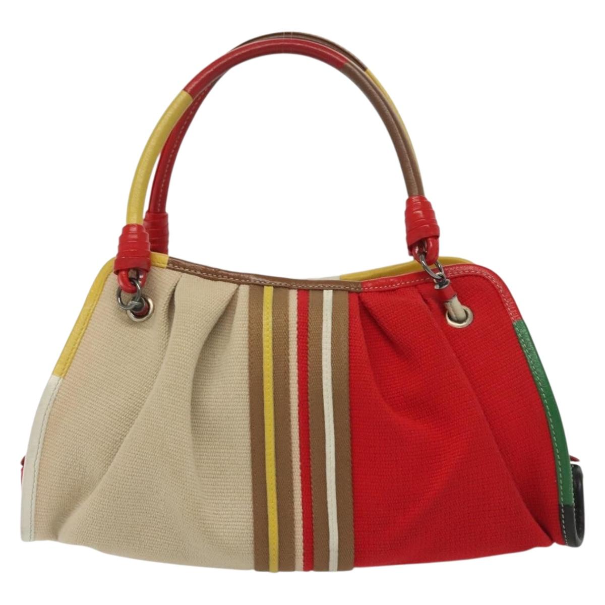 BOTTEGA VENETA Hand Bag Canvas Outlet Multicolor Silver Auth 142296