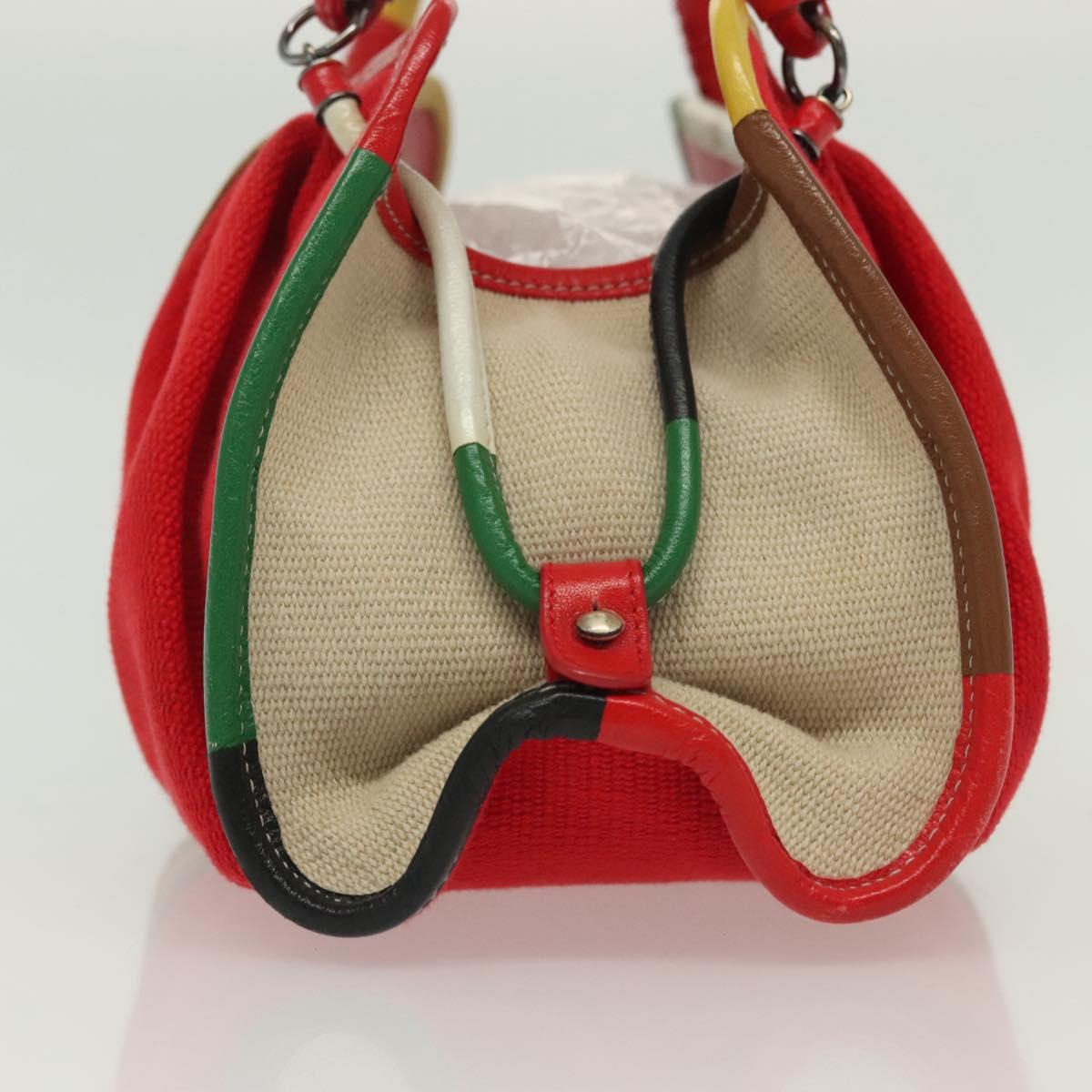 BOTTEGA VENETA Hand Bag Canvas Outlet Multicolor Silver Auth 142296