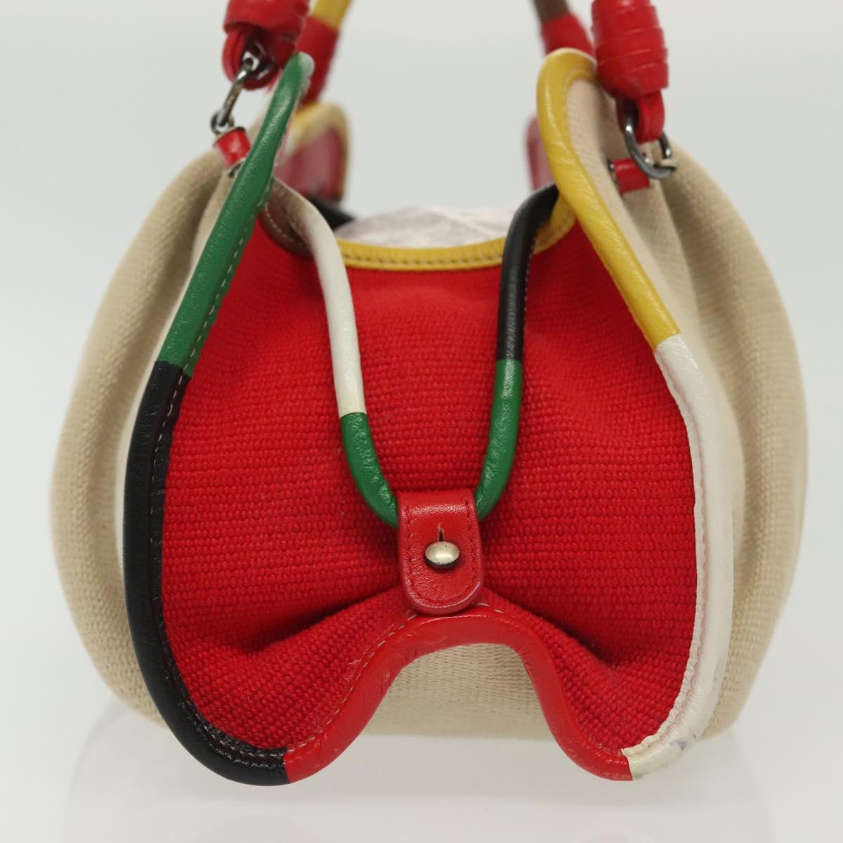 BOTTEGA VENETA Hand Bag Canvas Outlet Multicolor Silver Auth 142296