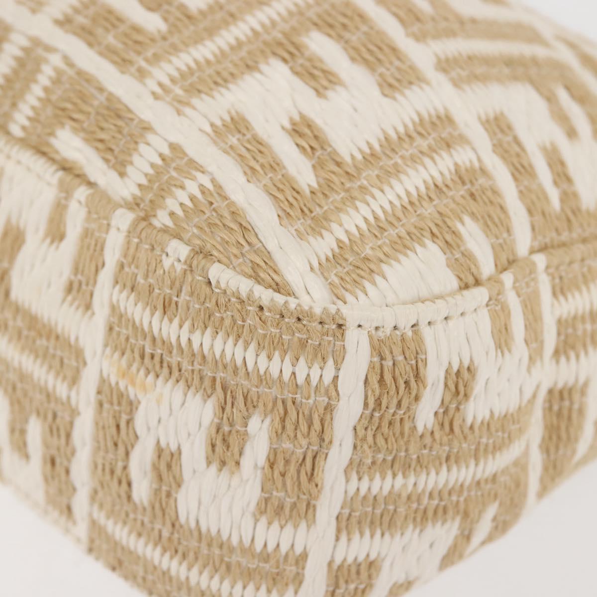 FENDI Zucca Canvas Shoulder Bag Straw Beige Gold Auth 142297