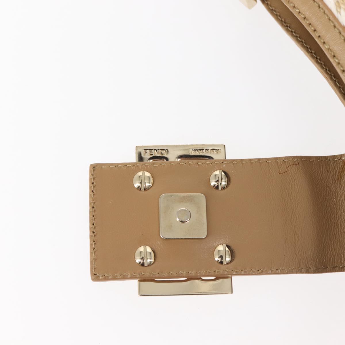 FENDI Zucca Canvas Shoulder Bag Straw Beige Gold Auth 142297