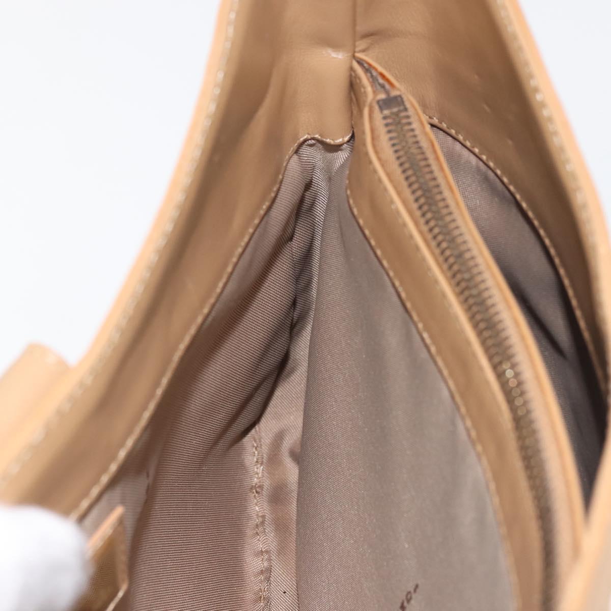 FENDI Zucca Canvas Shoulder Bag Straw Beige Gold Auth 142297