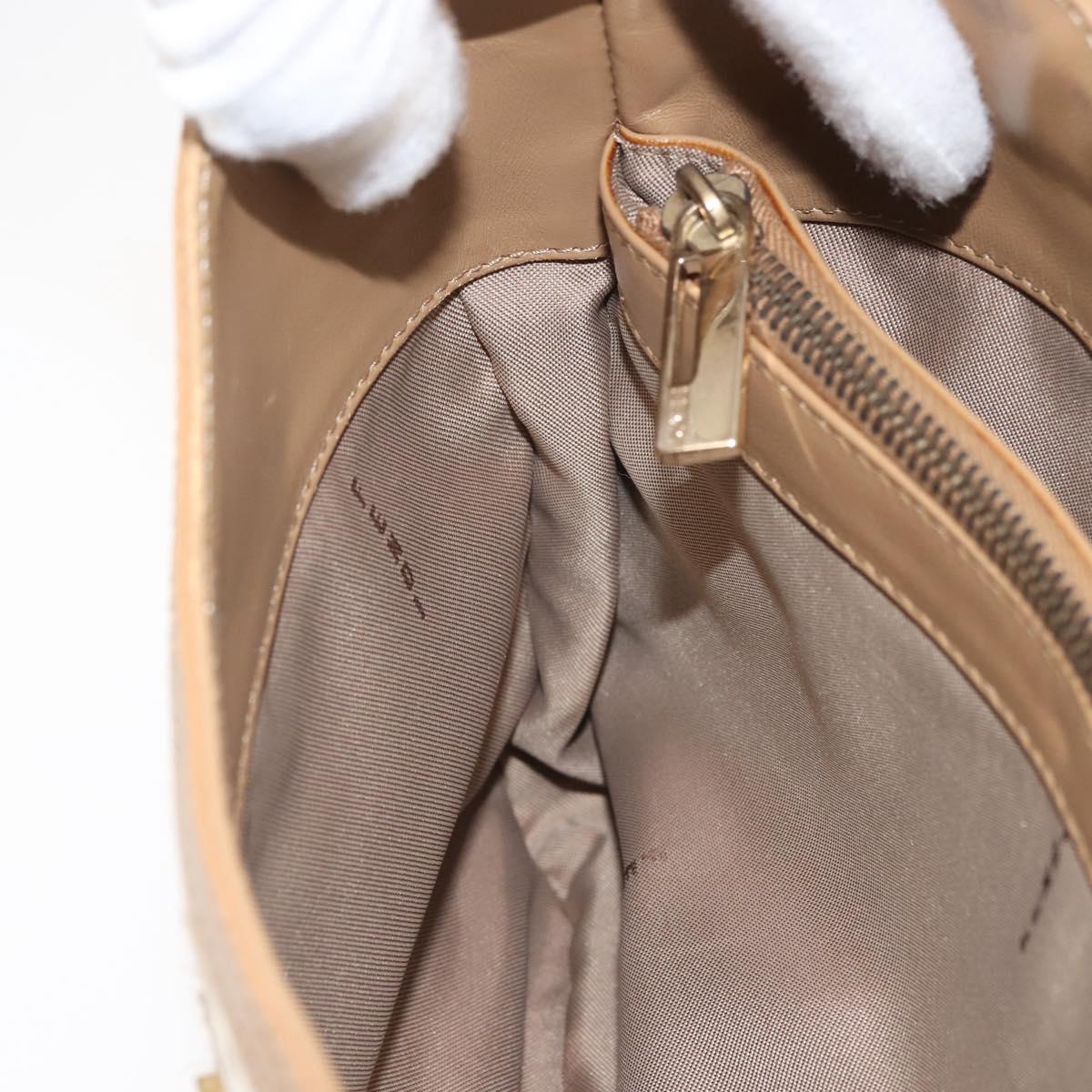 FENDI Zucca Canvas Shoulder Bag Straw Beige Gold Auth 142297