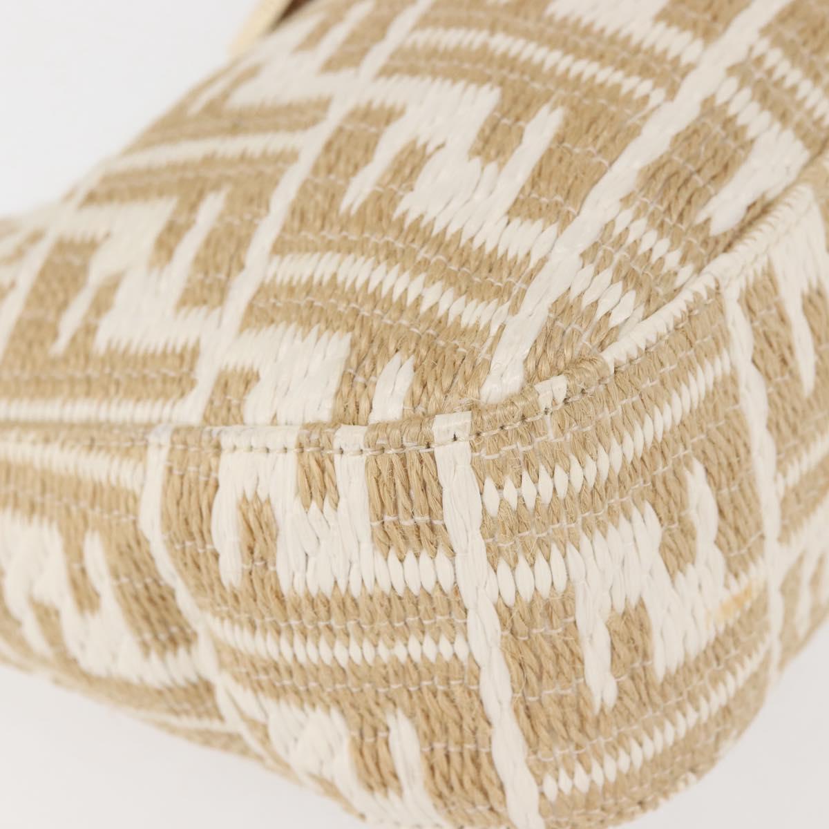 FENDI Zucca Canvas Shoulder Bag Straw Beige Gold Auth 142297