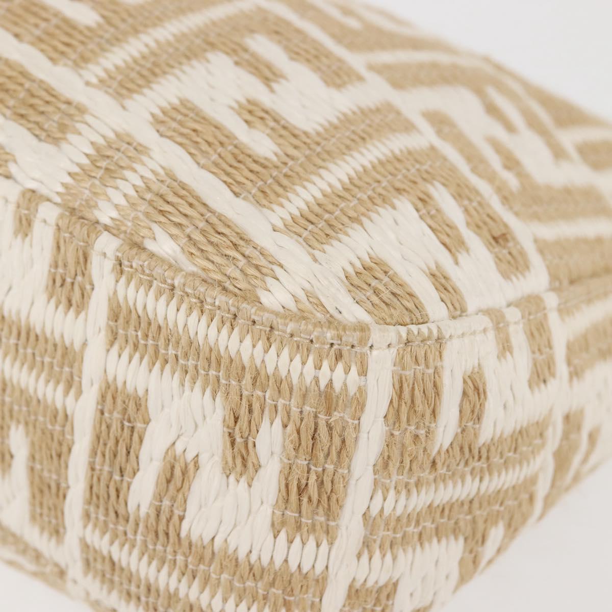FENDI Zucca Canvas Shoulder Bag Straw Beige Gold Auth 142297