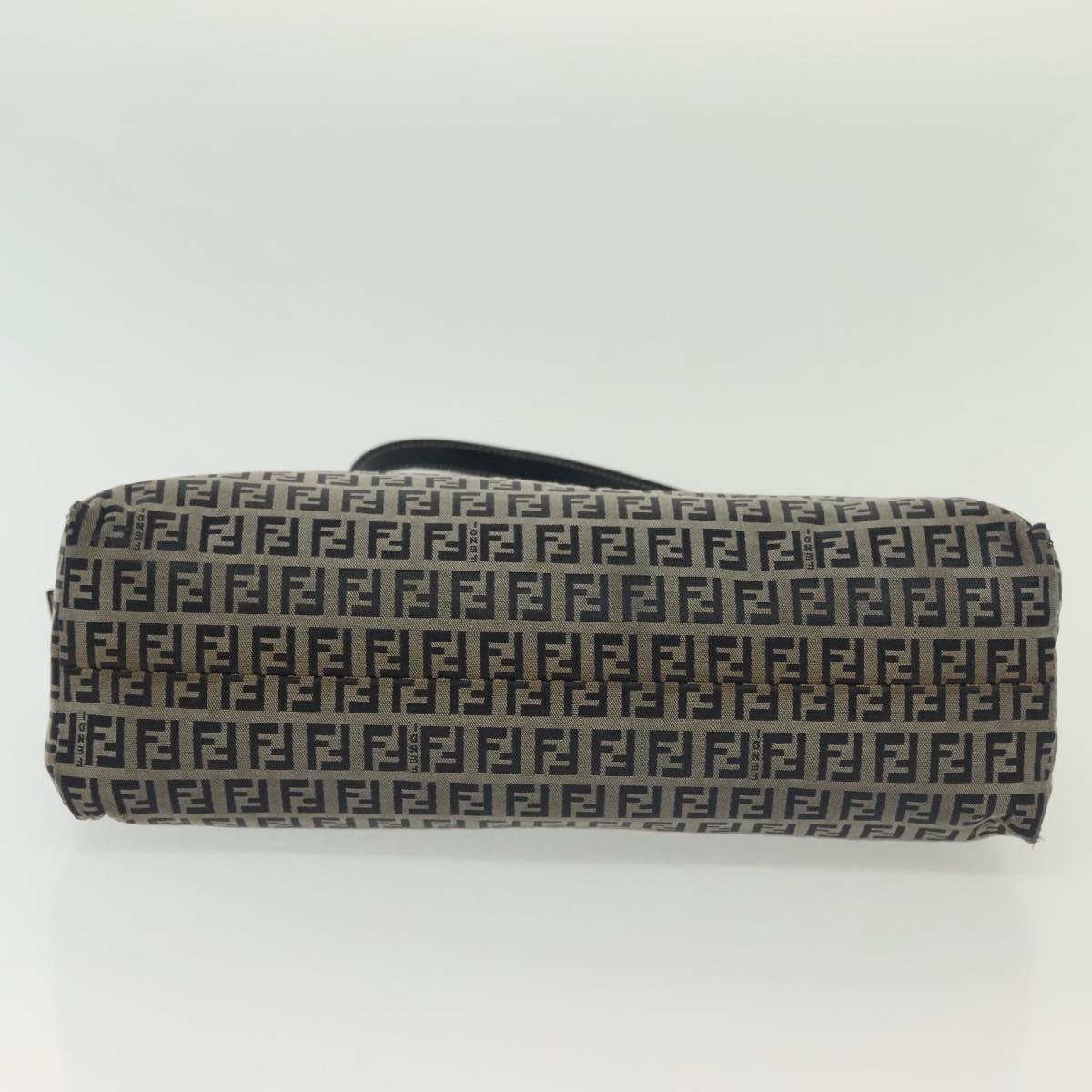 FENDI Zucchino Canvas Mamma Baguette Shoulder Bag Navy Silver Auth 142298