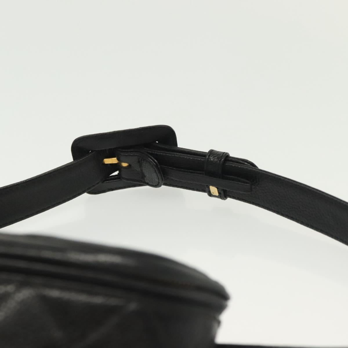 CHANEL Matelasse Waist Bag Caviar Skin Black Gold CC Auth 142308