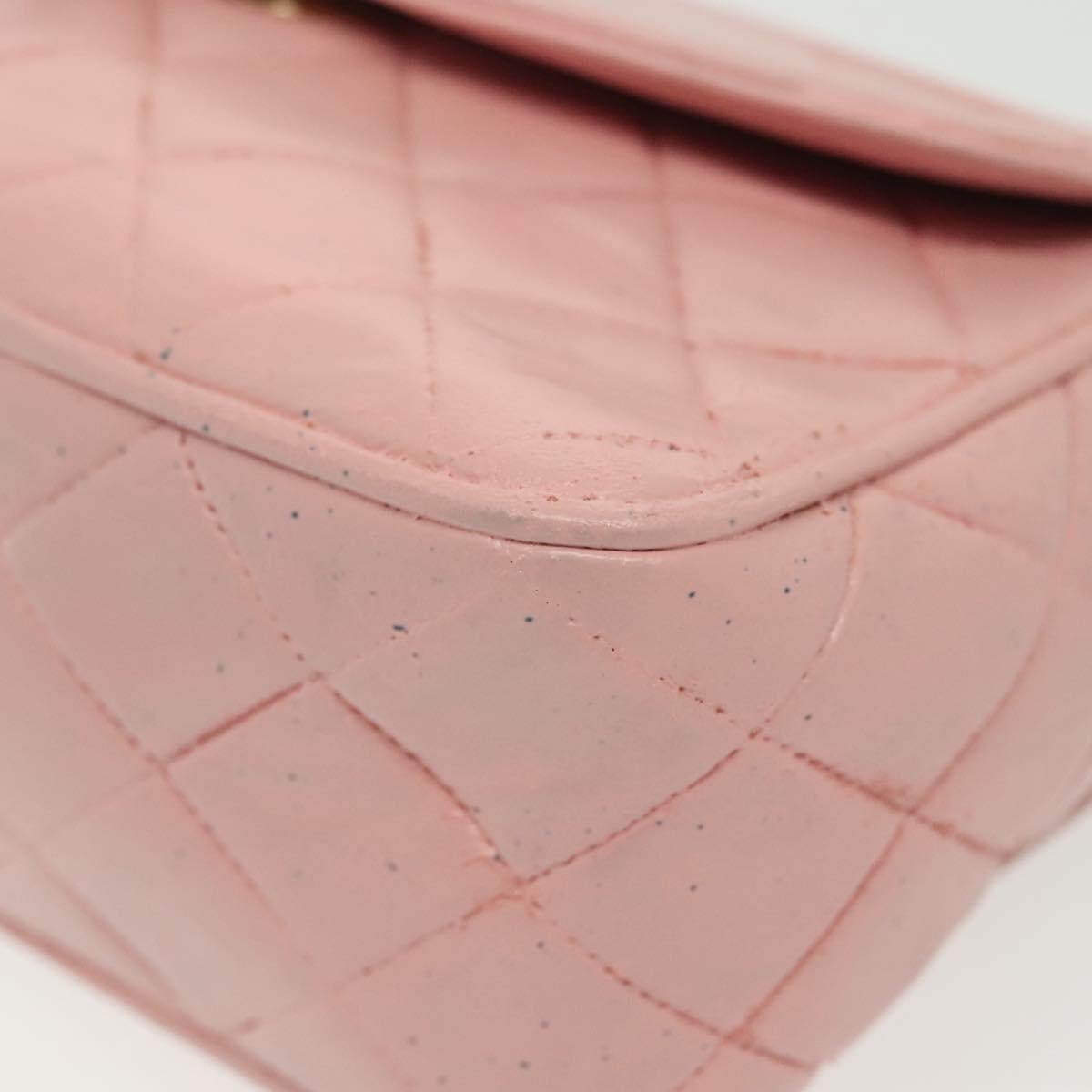 CHANEL Chain Diana Shoulder Bag Leather Pink Gold CC Auth 142311