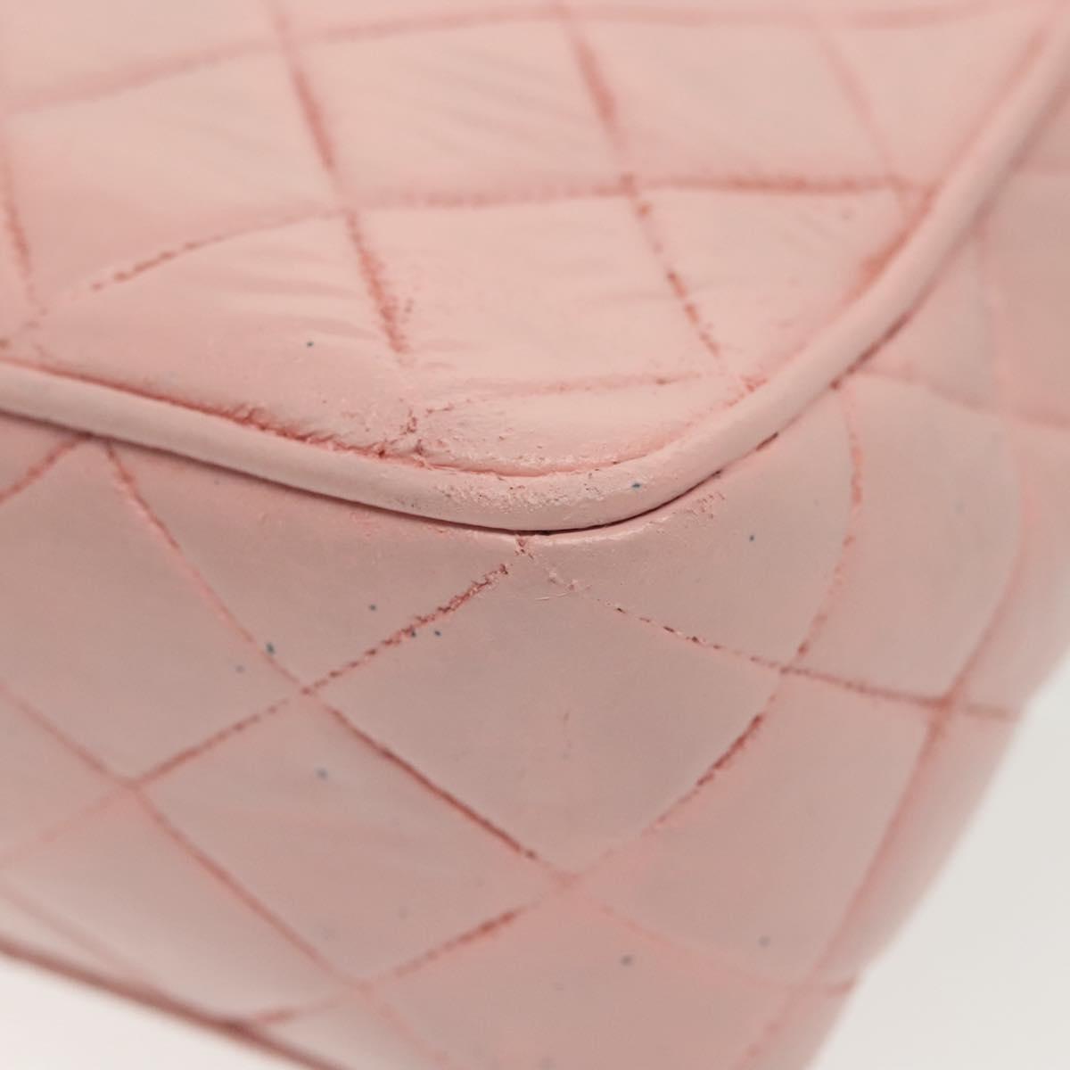 CHANEL Chain Diana Shoulder Bag Leather Pink Gold CC Auth 142311