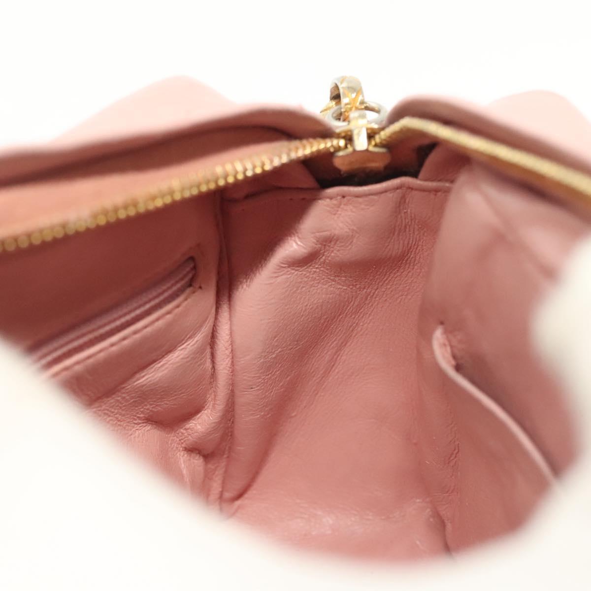 CHANEL Chain Diana Shoulder Bag Leather Pink Gold CC Auth 142311