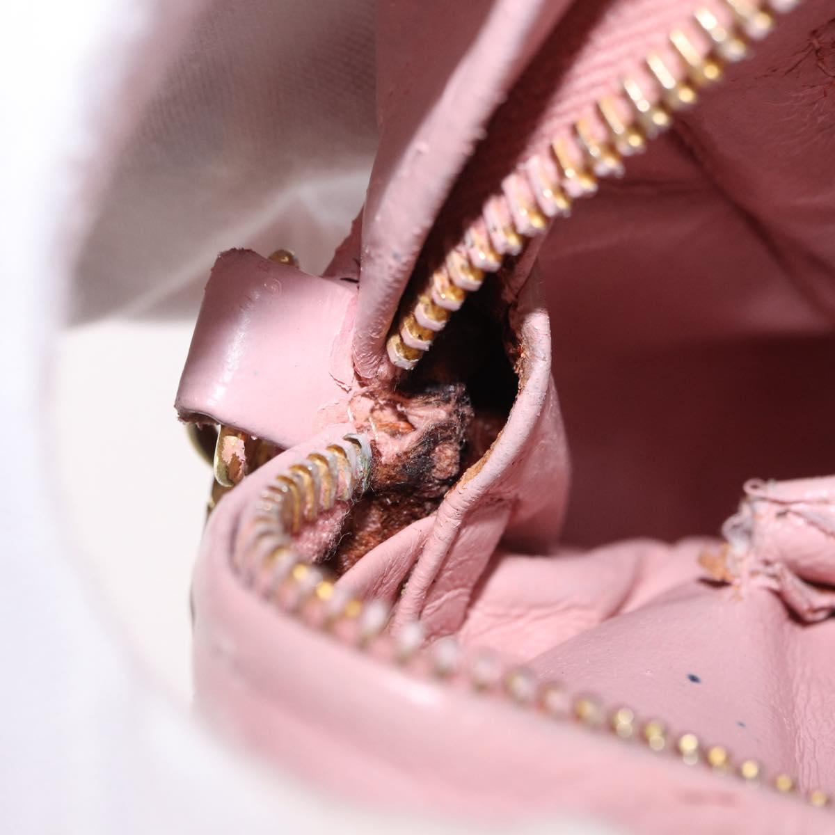 CHANEL Chain Diana Shoulder Bag Leather Pink Gold CC Auth 142311