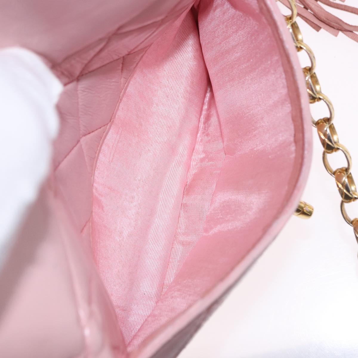 CHANEL Chain Diana Shoulder Bag Leather Pink Gold CC Auth 142311
