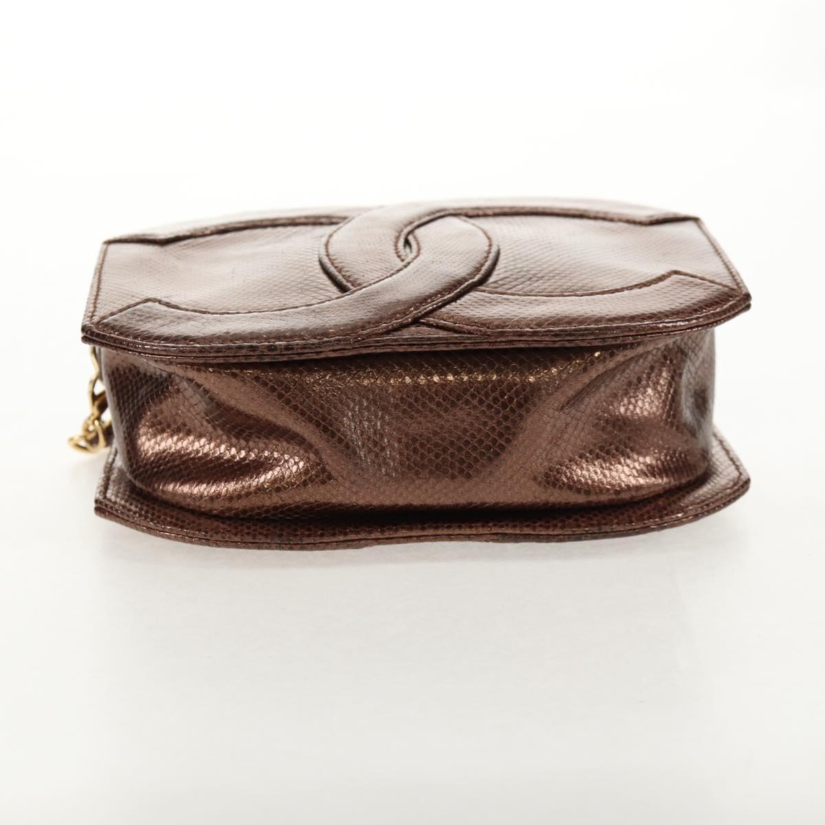 CHANEL COCO Mark Chain Shoulder Bag Caviar Skin Bronze Gold CC Auth 142318V