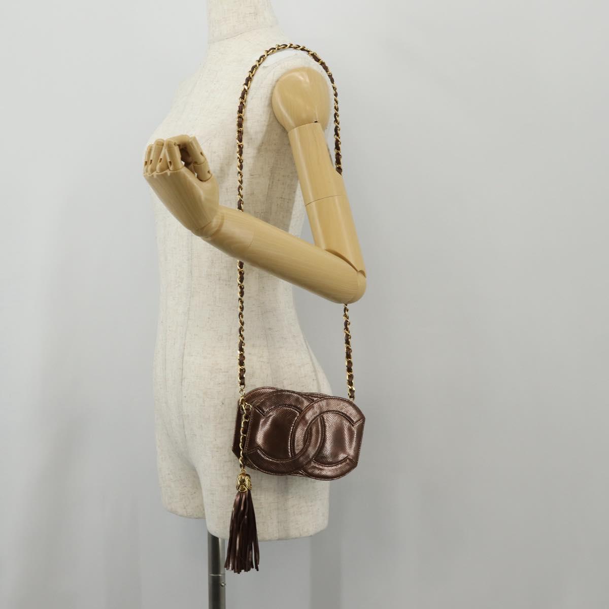 CHANEL COCO Mark Chain Shoulder Bag Caviar Skin Bronze Gold CC Auth 142318V