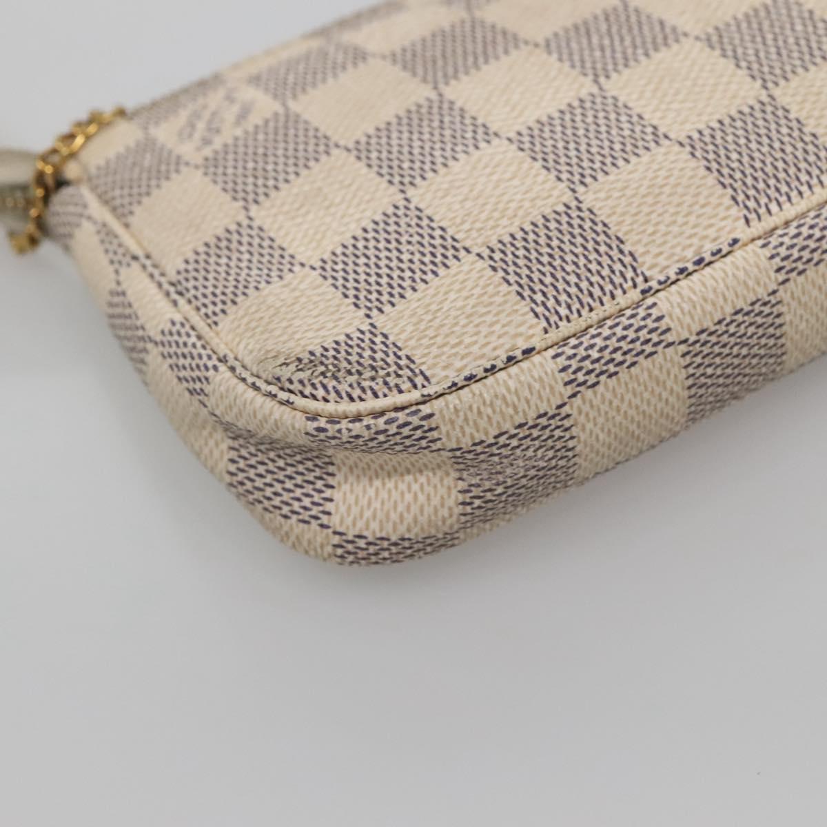 LOUIS VUITTON Damier Azur Mini Pochette Accessoires Pouch N41669 LV Auth 142332
