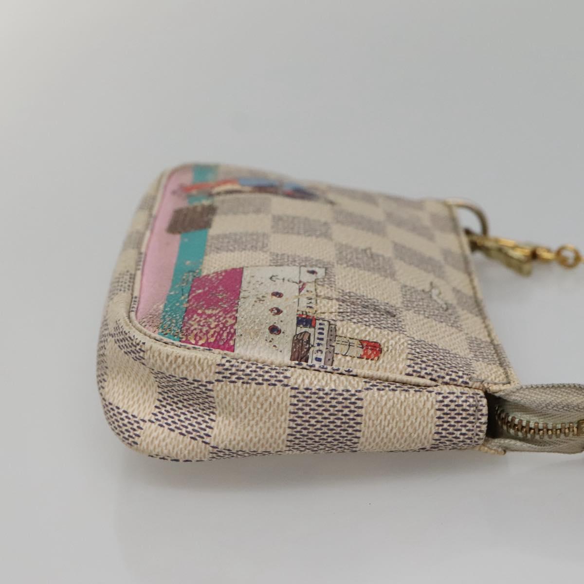 LOUIS VUITTON Damier Azur Mini Pochette Accessoires Pouch N41669 LV Auth 142332